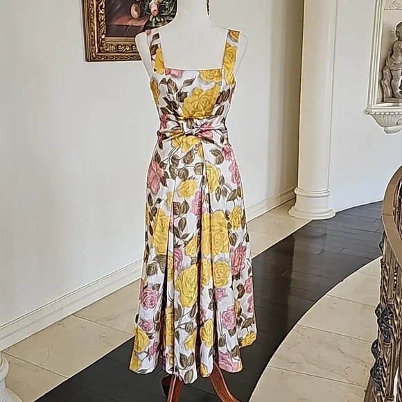 Asos Sleeveless Floral Special Occasion Midi Dress Bridal Wedding Party XS NWT - Picture 3 of 10